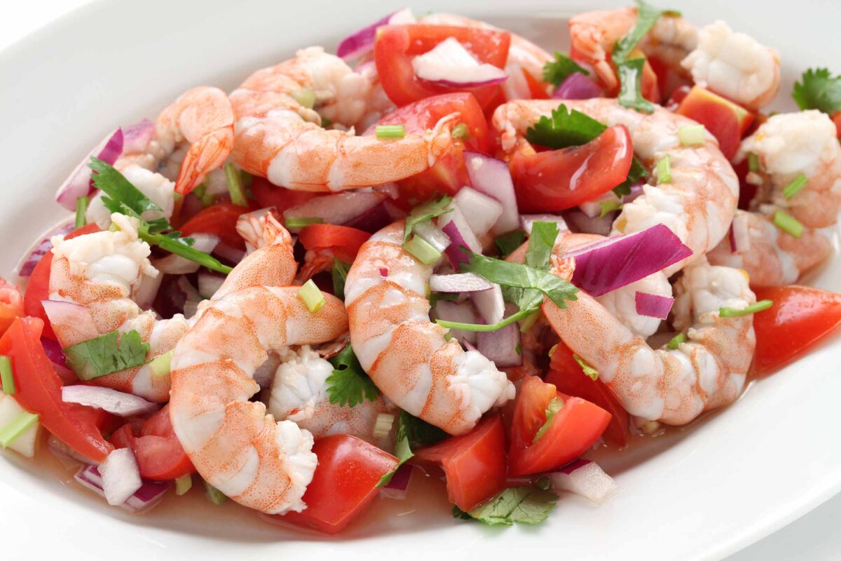 ceviche på kräftstjärtar